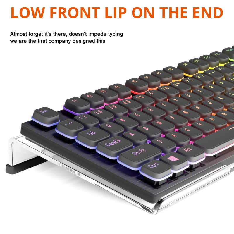 Richboom Computer Keyboard Stand Tilt PC Keyboard Stand Riser for Easy Ergonomic Typing, Acrylic Keyboard Tray Holder for Office Desk, Home, School, with Silicone Anti-Slip Case, Clear - Image 5